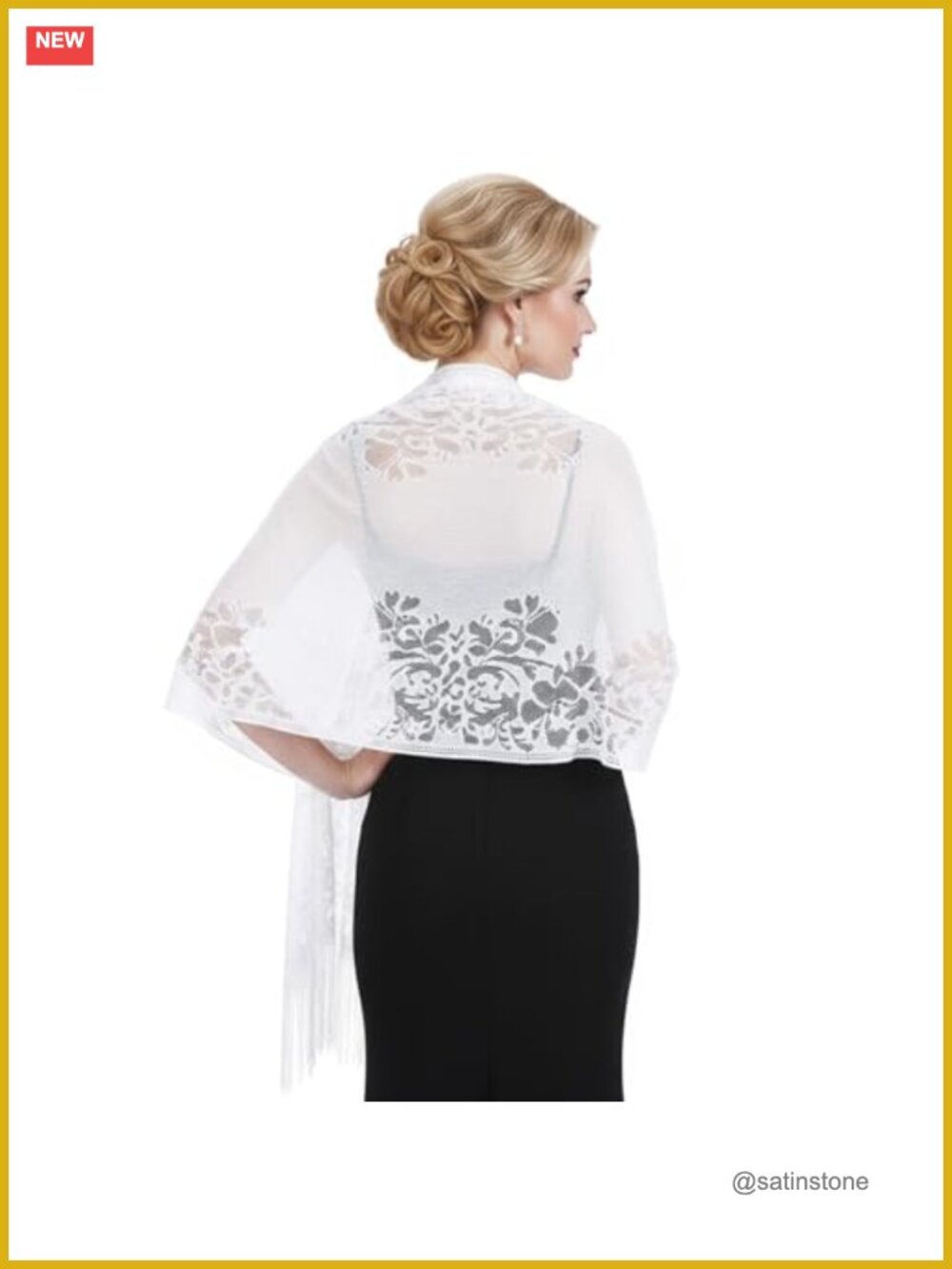 White Lace Shawl Wrap for Women Dressy Wedding Evening Party Scarf